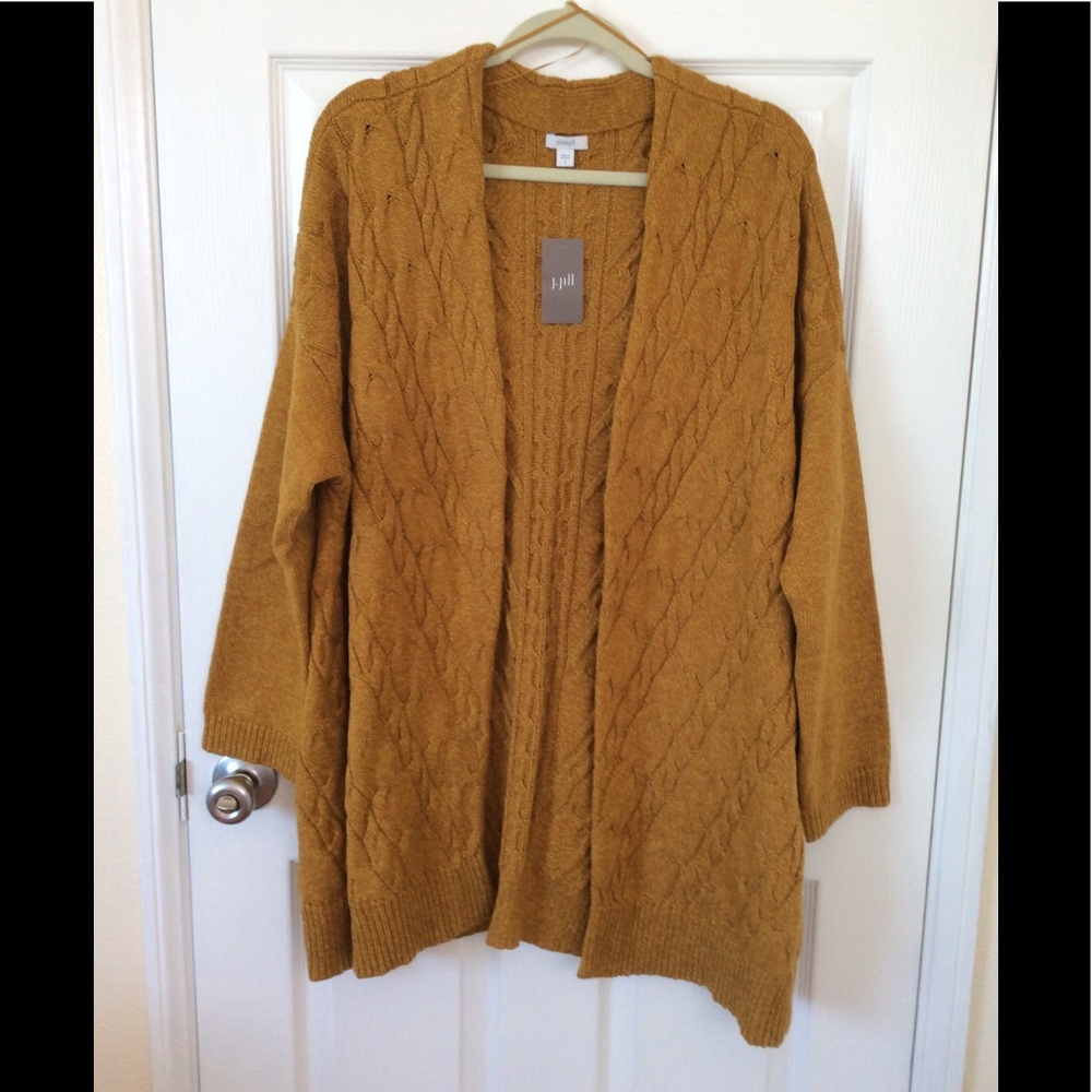 NWT J.Jill Cable Knit Long Cardigan size L